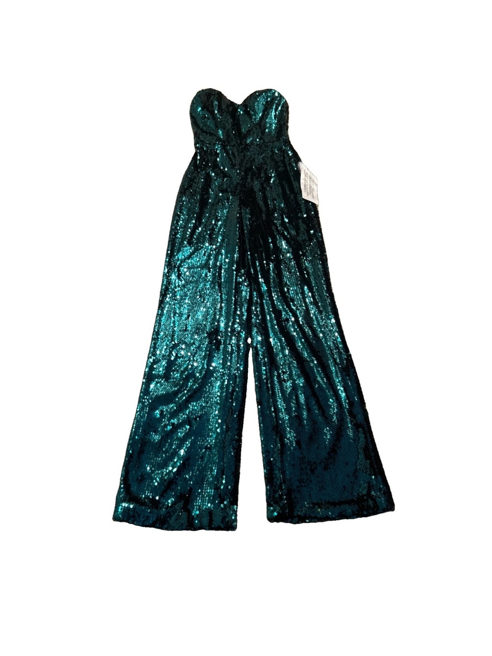 Dress The Population Andy Sequin Strapless Wide-Leg  Green Women’s Jumpsuit XXS